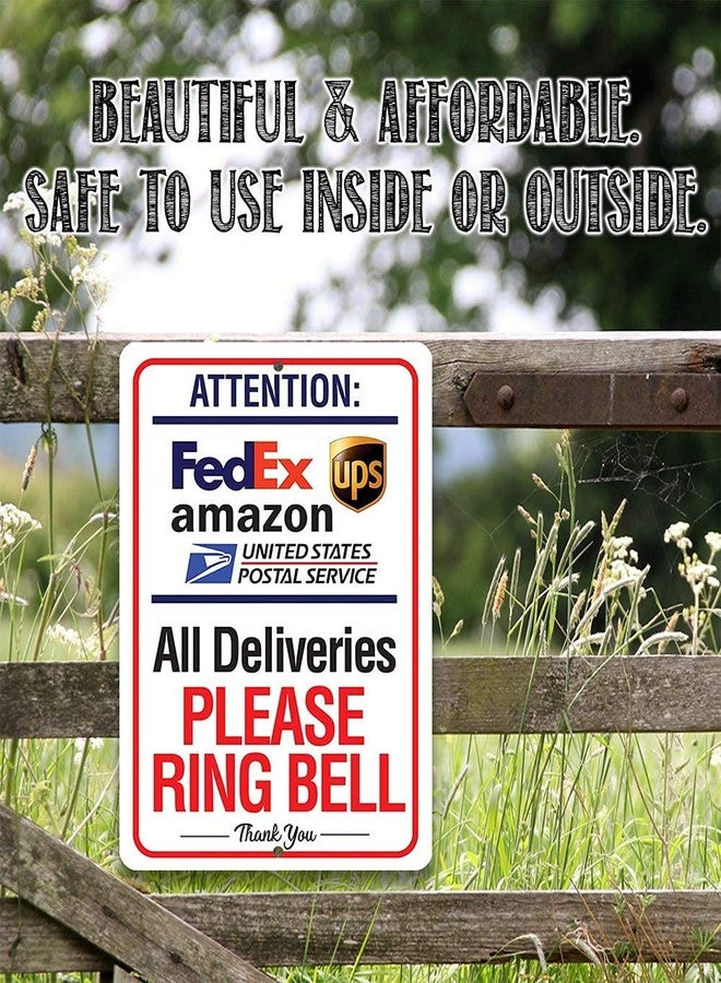 Lone Star Art Deliveries Please Ring Doorbell Sign for Package and Box Deliveries -Directional Deliveries Metal Sign for Home Office, Porch Entryway Gate, 8x12 Aluminum Safe - Use Indoors or Outdoors - Image 5